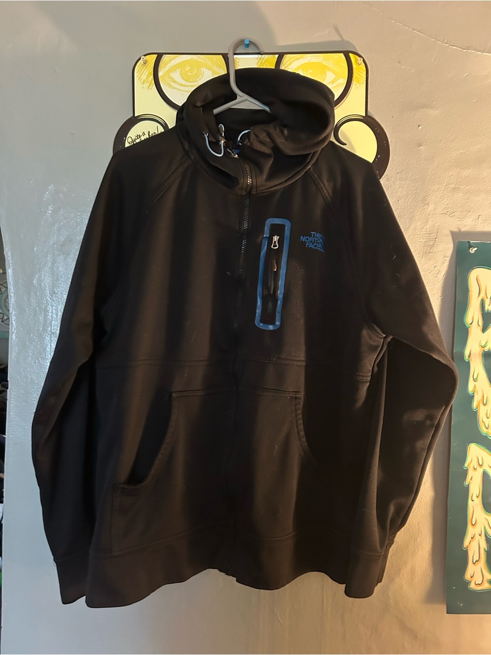 The North Face Black Pullover Hoodie with Blue Trim